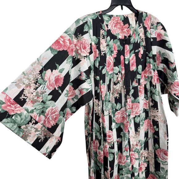 Vintage Anthony Richards House Dress Mumu Small Pink Floral Striped - Picture 6 of 8